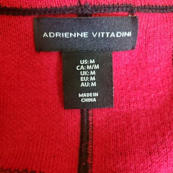 Adrienne Vittadini Red and Black Buffalo Check Full Zip Sweater Women's Sz M - Picture 7 of 7